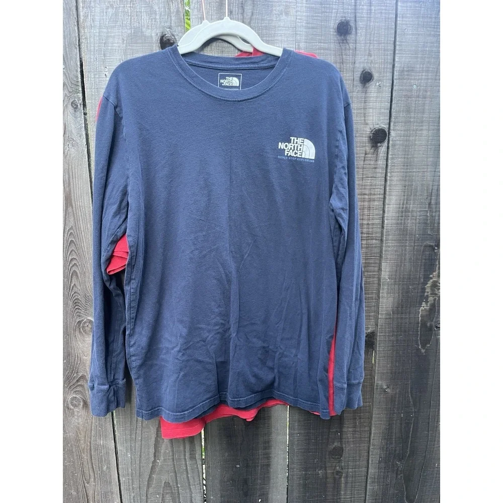The North Face Lot of 2 T shirt men large red Long Sleeve black Short Sleeve